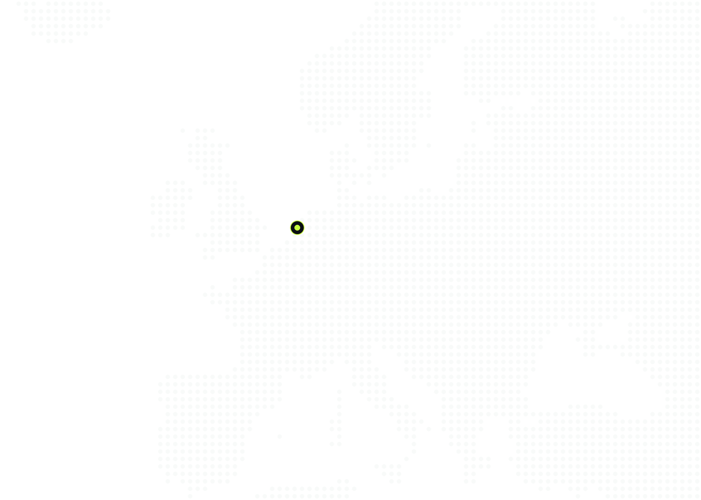 Dot map of Europe with Amsterdam marked